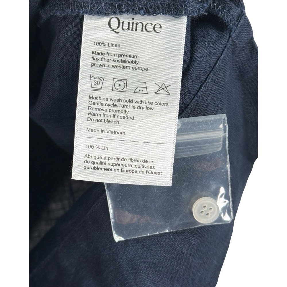 Quince 100% European Linen Short Sleeve Notch Lapel Shirt Navy Blue XL - Picture 6 of 6